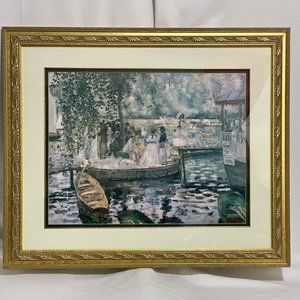 La Grenouillere By Renoir Canvas Wall Art Painting Gold Framed Poster Print EUC